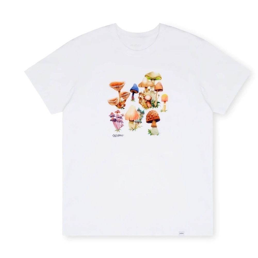 Druthers Organic Cotton Seb Gorey Watercolor Shrooms T-Shirt - White
